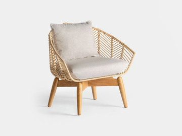 PLISSÉ RATTAN - Rattan and mahogany easy chair with integrated cushion by Vical Home - view 3